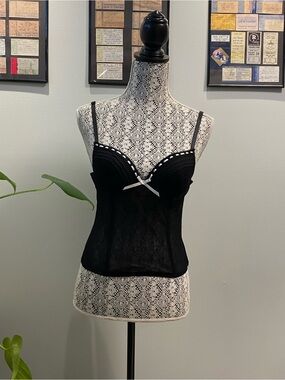 Black Lace Bow-Trim Camisole